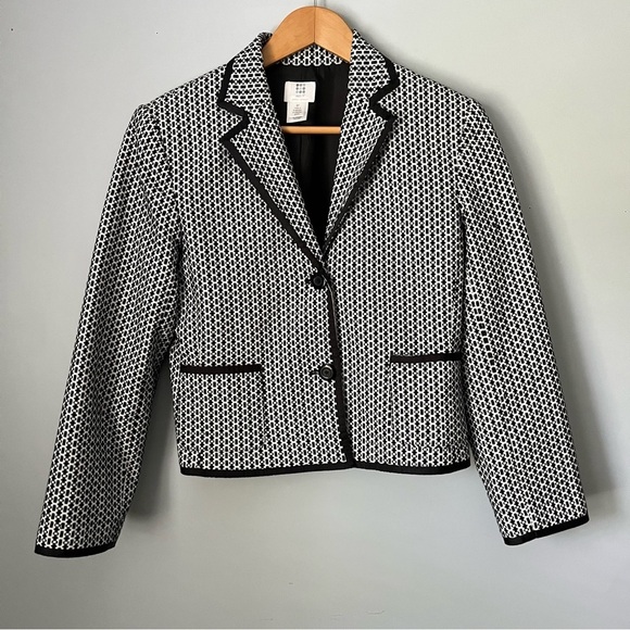 Apt. 9 Houndstooth Style Checkered Black & White Blazer Jacket Size 8 Petite - Picture 2 of 16